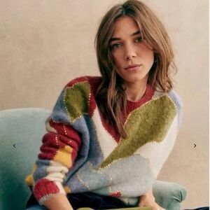 Sezane Multicolor Geometric Sweater